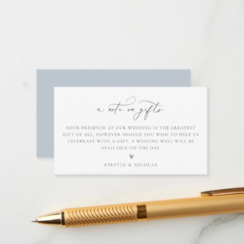 A Note On Gifts Dusty Blue Wedding Enclosure Card