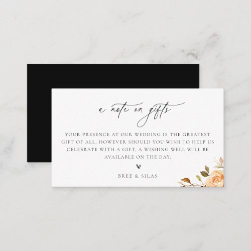 A Note On Gifts Fall Floral Wedding Enclosure Card