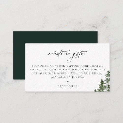 A Note On Gifts Forest Wedding Enclosure Card