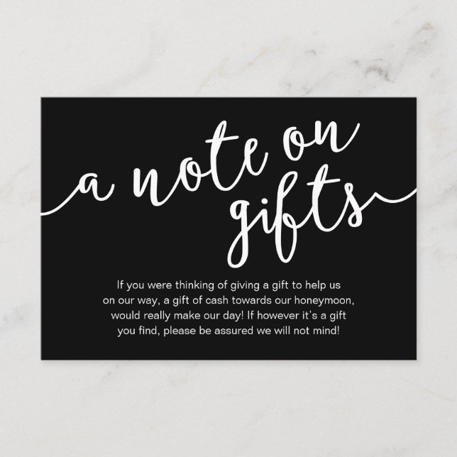 A Note On Gifts, Honeymoon Fund Cash Wish Enclosure Card (Front)