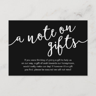 A Note On Gifts, Honeymoon Fund Cash Wish Enclosure Card