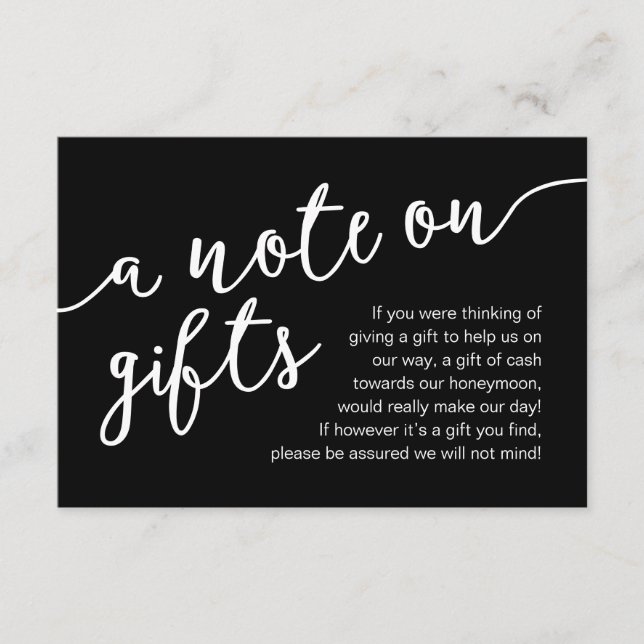 A Note On Gifts, Honeymoon Fund Cash Wish Enclosure Card (Front)