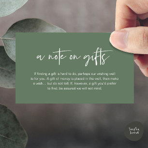 A note on gifts, Honeymoon Wish Fund Cash Enclosure Card