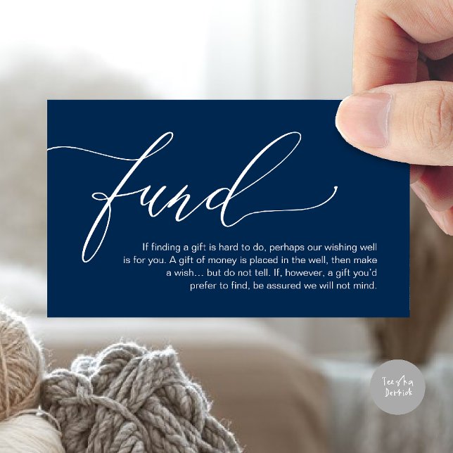 A note on gifts, honeymoon wish fund cash enclosure card (A note on gifts, honeymoon wish fund cash wish enclosure card in navy blue)