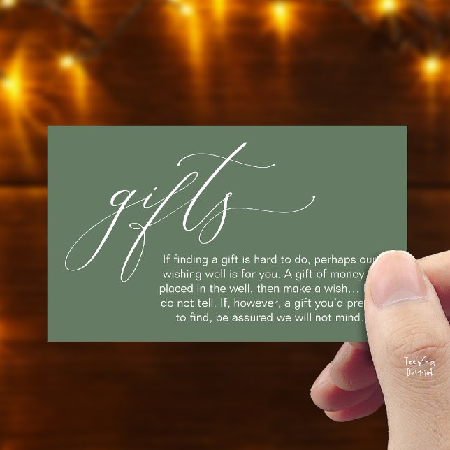 A Note On Gifts, Honeymoon Wish Wishing Well, Fund Enclosure Card (Honeymoon Fund Wishing Well, Wish, A Note On Gifts Enclosure Card in Sage Green)