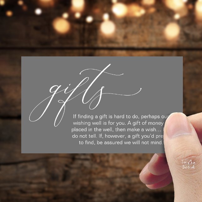 A Note On Gifts, Honeymoon Wish Wishing Well, Fund Enclosure Card (Honeymoon Fund Wishing Well, Wish, A Note On Gifts Enclosure Card in Dark Grey)