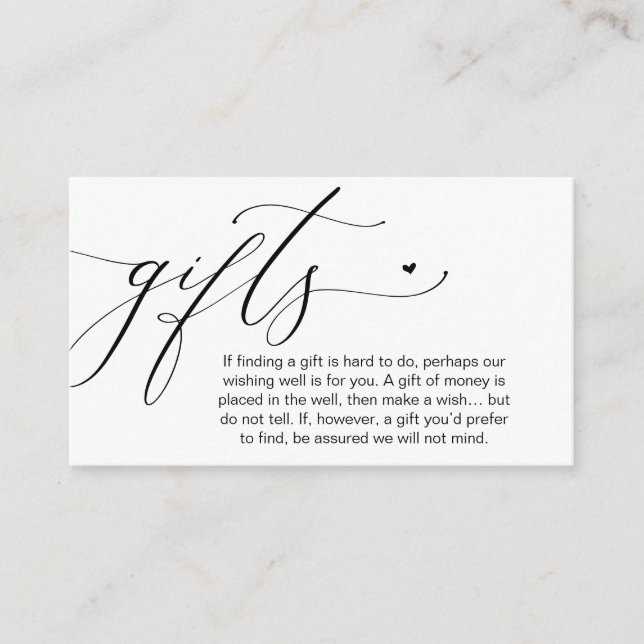A Note On Gifts, Honeymoon Wish Wishing Well, Fund Enclosure Card (Front)