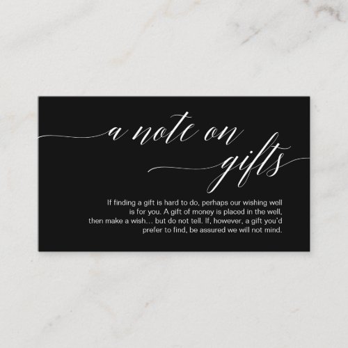 A note on gifts Modern Classy Script Enclosure Card