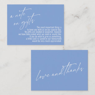 A Note on Gifts Modern Elegant Wedding Periwinkle Enclosure Card