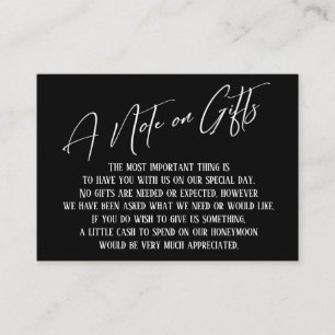 A Note on Gifts Modern Handwriting Black & White Enclosure Card