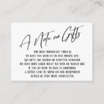 A Note on Gifts Modern Handwriting Wedding Enclosure Card<br><div class="desc">These simple, distinctive card inserts were designed to match other items in a growing event suite that features a modern casual handwriting font over a plain background you can change to any color you like. On the front side you read "A Note on Gifts" in the featured type; on the...</div>