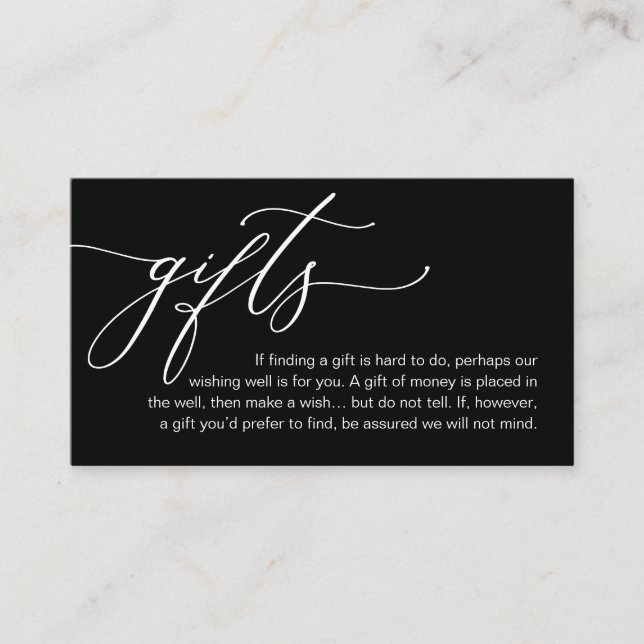 A Note On Gifts, Modern Romantic Elegance Wedding Enclosure Card (Front)