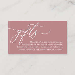 A Note On Gifts, Modern Romantic Elegance Wedding Enclosure Card