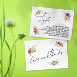 A Note on Gifts Painted Wildflowers Wedding Enclosure Card<br><div class="desc">On the front of this card you read "a note on gifts" in the featured type; on the back I've placed a matching "love and thanks". Accents designed from multicolored painted watercolor meadow wildflowers further embellish the design. Editable type is rendered in an all-caps, sans-serif typeface. My place holder message...</div>