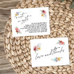 A Note on Gifts Painted Wildflowers Wedding Enclosure Card<br><div class="desc">On the front of this card you read "a note on gifts" in the featured type; on the back I've placed a matching "love and thanks". Accents designed from multicolored painted watercolor meadow wildflowers further embellish the design. Editable type is rendered in an all-caps, sans-serif typeface. My place holder message...</div>