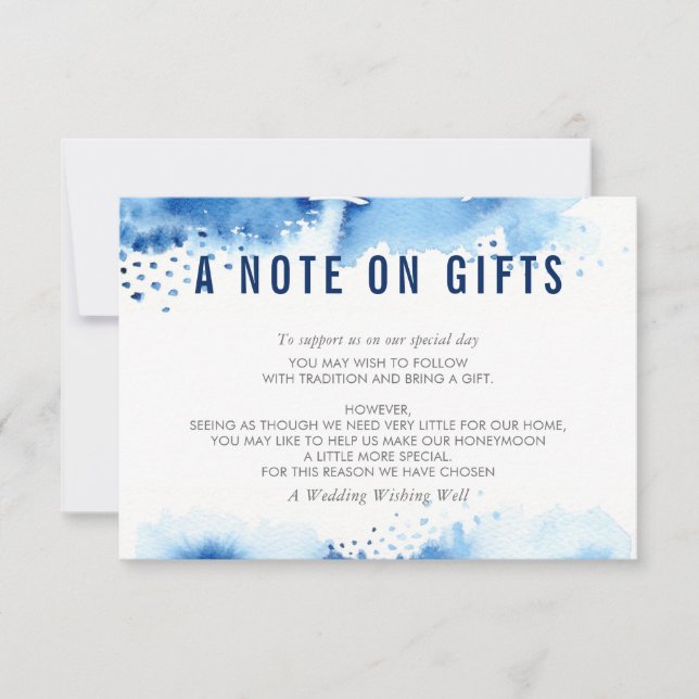 A NOTE ON GIFTS stylish watercolor dark blue (Front)