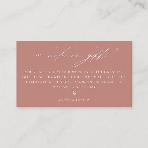 A Note On Gifts Wedding Enclosure Card