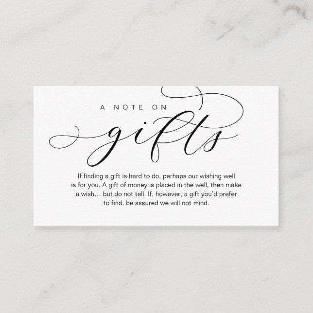 A Note On Wedding Gifts, Beautiful Elegance Luxury Enclosure Card (Front)