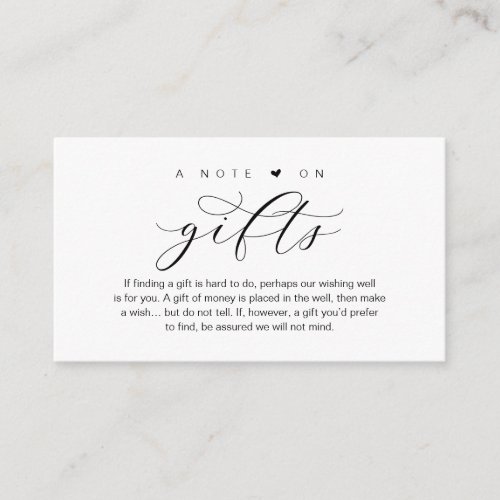 A note on wedding gifts beautiful elegance luxury enclosure card