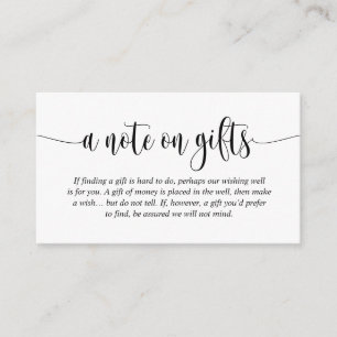A Note On Wedding Gifts, Modern Elegant Script Enc Enclosure Card