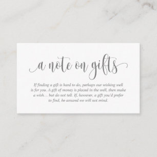 A Note On Wedding Gifts, Modern Elegant Script Enclosure Card