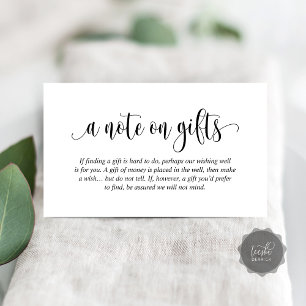A Note On Wedding Gifts, Modern Elegant Script Enclosure Card