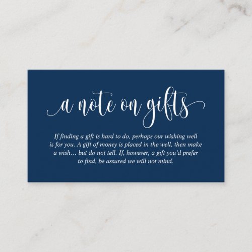 A Note On Wedding Gifts Modern Elegant Script Enclosure Card