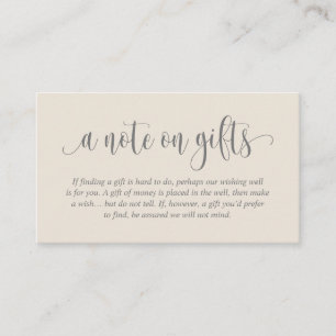 A Note On Wedding Gifts, Modern Elegant Script Enclosure Card