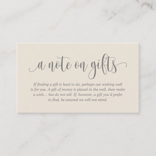 A Note On Wedding Gifts Modern Elegant Script Enclosure Card