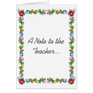 A Note to the Teacher... Cards