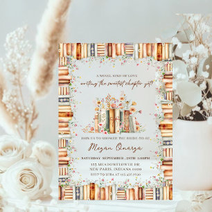 A Novel Kind of Love Book-Themed Floral Bridal  Acrylic Invitations