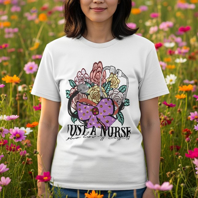 A Nurse who Loves Jesus Bow Stethoscope Floral T-Shirt (Creator Uploaded)