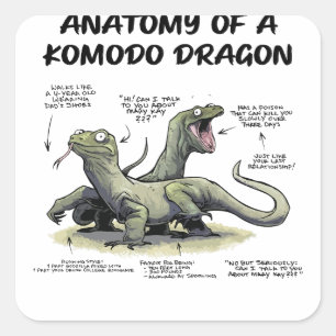 A nwaAnatomy Of A Komodo Dragon The Bearded Dragon Square Sticker