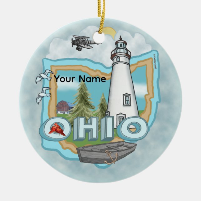 A Ohio Lighthouse Ceramic Ornament (Front)