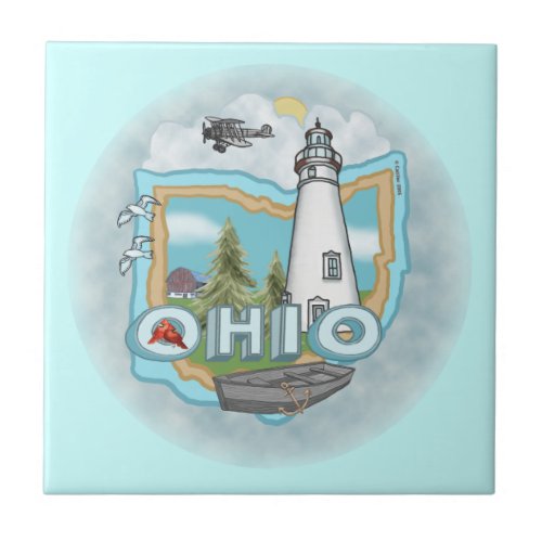 A Ohio Lighthouse Ceramic Tile