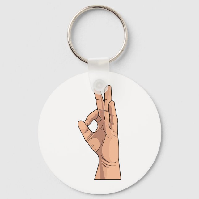 A OK ~ Hand Sign and Gestures a-ok Keychain (Front)