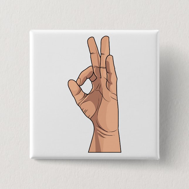 A OK ~ Hand Sign and Gestures a-ok Pinback Button (Front)