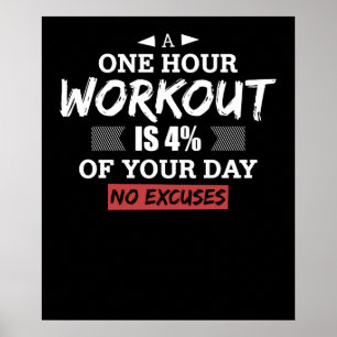 A One Hour Workout Is 4% Of Your Day No Excuses Poster