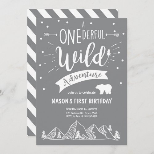 A Onederful Wild Adventure Birthday Invitation Boy