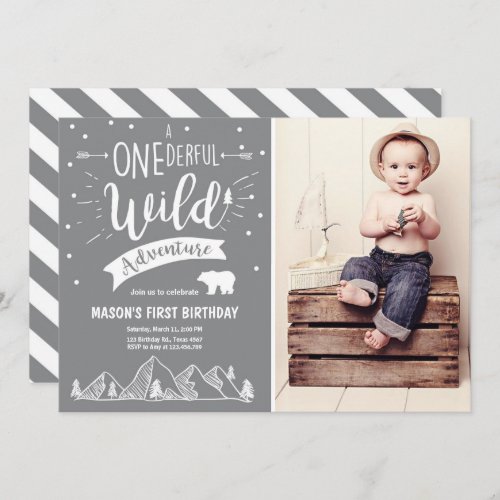 A Onederful Wild Adventure Birthday Invitation Boy