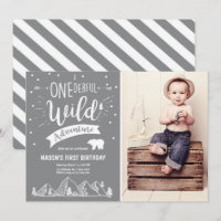 A Onederful Wild Adventure Birthday Invitation Boy