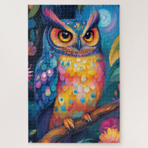 A owl perched on a tree branch jigsaw puzzle