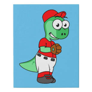 A Pachycephalosaurus Baseball Pitcher. Faux Canvas Print