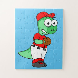 A Pachycephalosaurus Baseball Pitcher. Jigsaw Puzzle