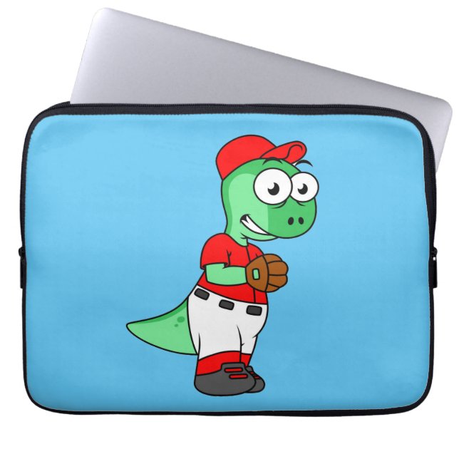 A Pachycephalosaurus Baseball Pitcher. Laptop Sleeve (Front)