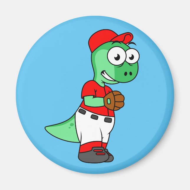 A Pachycephalosaurus Baseball Pitcher. Magnet (Front)