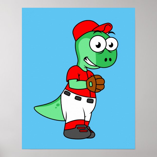 A Pachycephalosaurus Baseball Pitcher. Poster (Front)