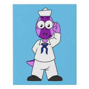 A Pachycephalosaurus Dinosaur Navy Sailor. Faux Canvas Print