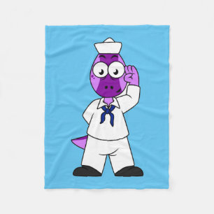 A Pachycephalosaurus Dinosaur Navy Sailor. Fleece Blanket