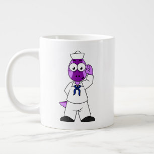 A Pachycephalosaurus Dinosaur Navy Sailor. Giant Coffee Mug